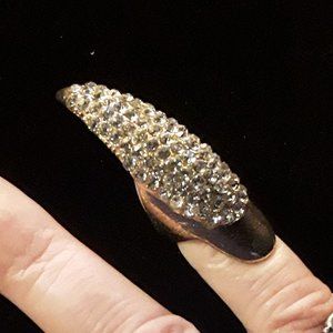 Pinkie Rhinestone Nail Cover/ costume jewelry ring